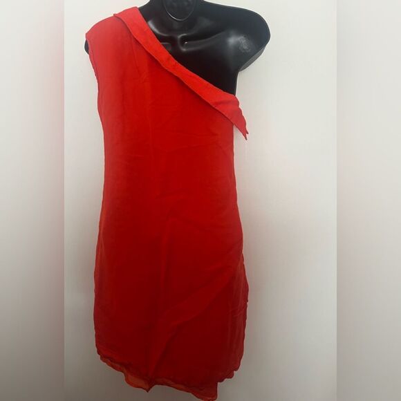 Elegant Burnt Orange One-Shoulder Dress - Picture 3 of 3